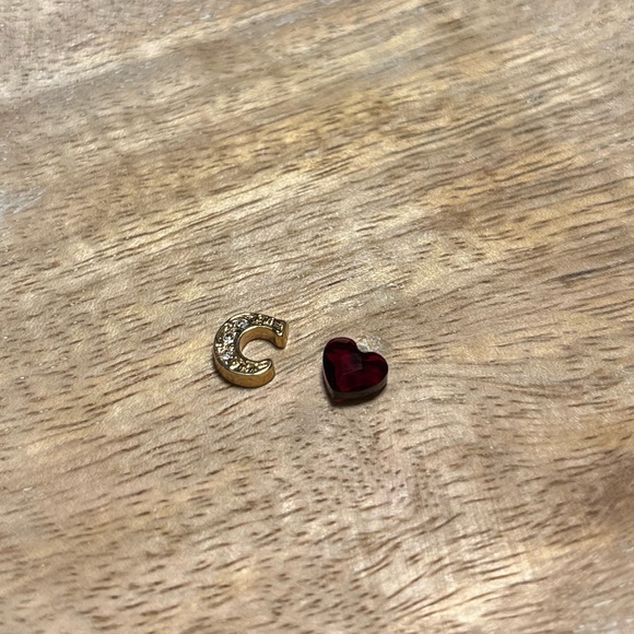 Origami Owl Gold Initial Letter Crystal “C” Charm & Red Crystal Heart Charm - Picture 2 of 9